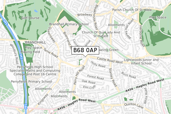 B68 0AP map - small scale - OS Open Zoomstack (Ordnance Survey)