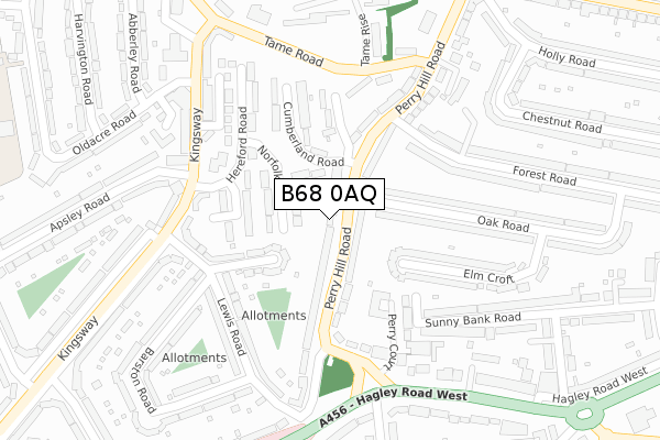 B68 0AQ map - large scale - OS Open Zoomstack (Ordnance Survey)