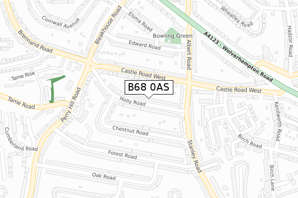 B68 0AS map - large scale - OS Open Zoomstack (Ordnance Survey)