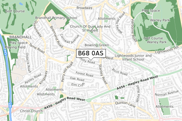 B68 0AS map - small scale - OS Open Zoomstack (Ordnance Survey)