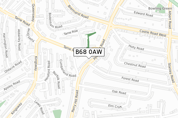 B68 0AW map - large scale - OS Open Zoomstack (Ordnance Survey)