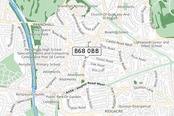 B68 0BB map - small scale - OS Open Zoomstack (Ordnance Survey)
