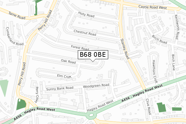 B68 0BE map - large scale - OS Open Zoomstack (Ordnance Survey)