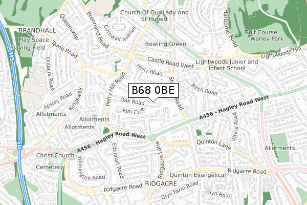 B68 0BE map - small scale - OS Open Zoomstack (Ordnance Survey)