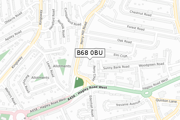 B68 0BU map - large scale - OS Open Zoomstack (Ordnance Survey)