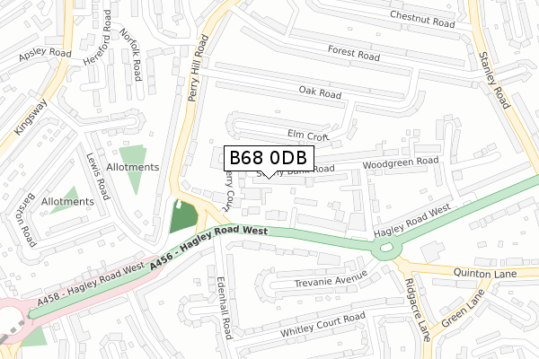 B68 0DB map - large scale - OS Open Zoomstack (Ordnance Survey)