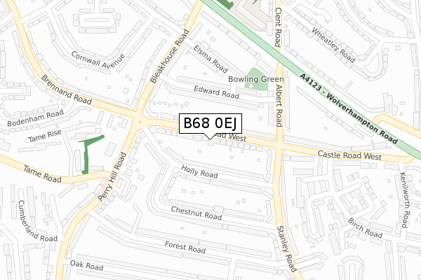 B68 0EJ map - large scale - OS Open Zoomstack (Ordnance Survey)