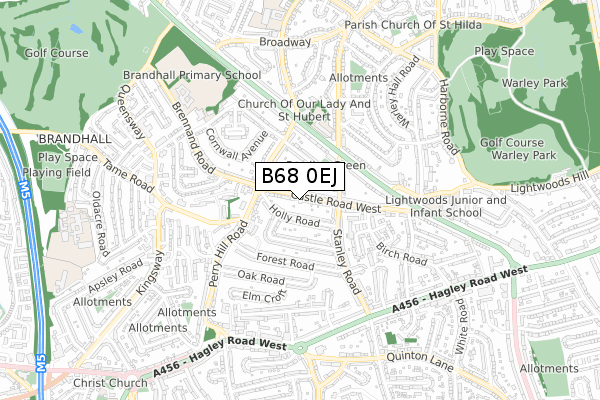 B68 0EJ map - small scale - OS Open Zoomstack (Ordnance Survey)