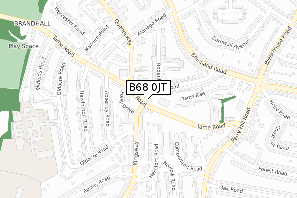 B68 0JT map - large scale - OS Open Zoomstack (Ordnance Survey)