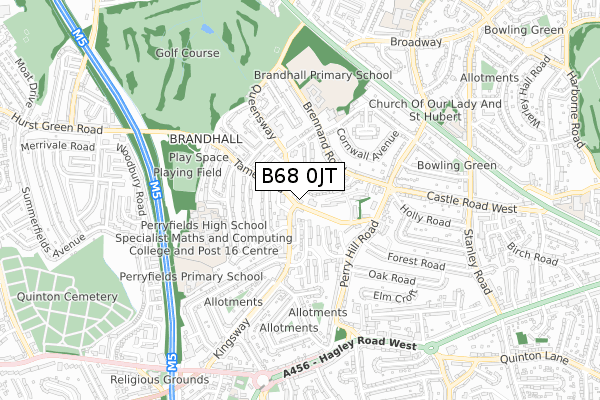 B68 0JT map - small scale - OS Open Zoomstack (Ordnance Survey)