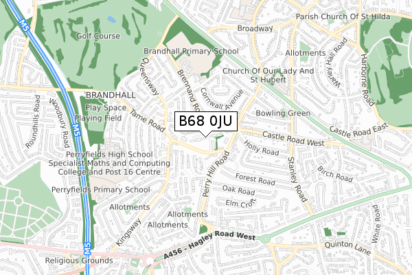 B68 0JU map - small scale - OS Open Zoomstack (Ordnance Survey)