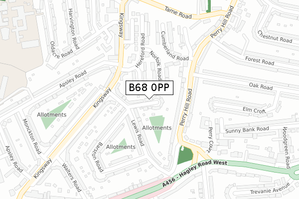 B68 0PP map - large scale - OS Open Zoomstack (Ordnance Survey)