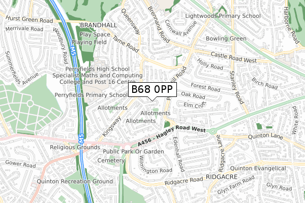 B68 0PP map - small scale - OS Open Zoomstack (Ordnance Survey)