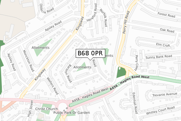 B68 0PR map - large scale - OS Open Zoomstack (Ordnance Survey)