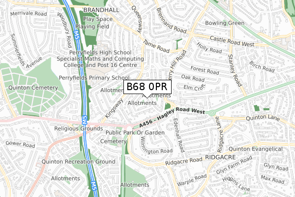 B68 0PR map - small scale - OS Open Zoomstack (Ordnance Survey)