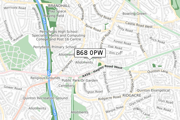 B68 0PW map - small scale - OS Open Zoomstack (Ordnance Survey) B68 0PW map - small scale - OS Open Zoomstack (Ordnance Survey)