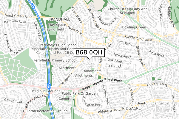 B68 0QH map - small scale - OS Open Zoomstack (Ordnance Survey)