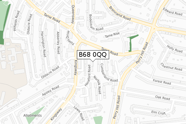 B68 0QQ map - large scale - OS Open Zoomstack (Ordnance Survey)