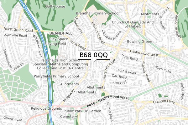 B68 0QQ map - small scale - OS Open Zoomstack (Ordnance Survey)