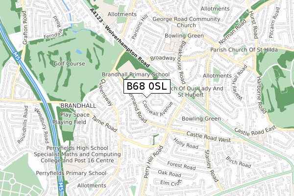 B68 0SL map - small scale - OS Open Zoomstack (Ordnance Survey)