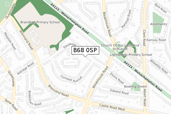 B68 0SP map - large scale - OS Open Zoomstack (Ordnance Survey)