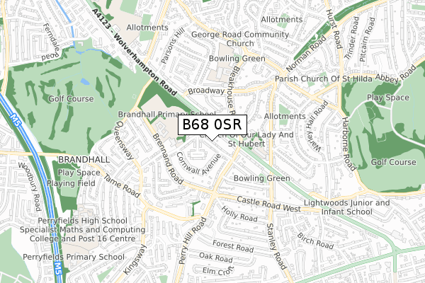 B68 0SR map - small scale - OS Open Zoomstack (Ordnance Survey)