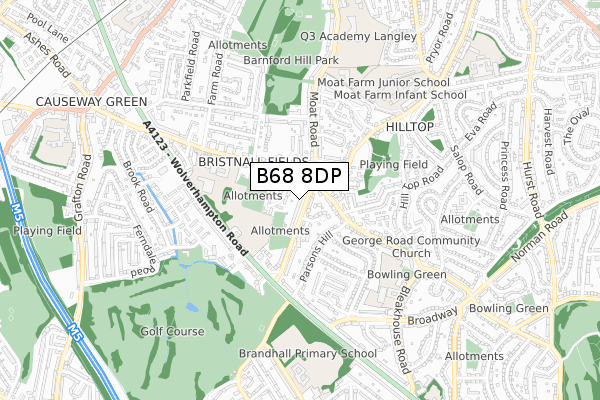 B68 8DP map - small scale - OS Open Zoomstack (Ordnance Survey)