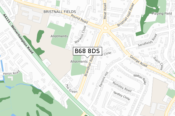 B68 8DS map - large scale - OS Open Zoomstack (Ordnance Survey)