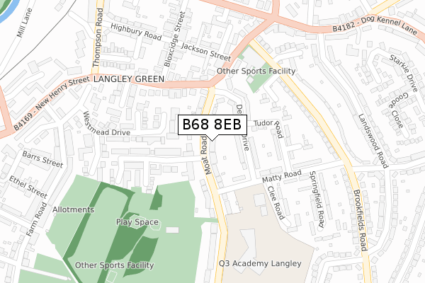 B68 8EB map - large scale - OS Open Zoomstack (Ordnance Survey)