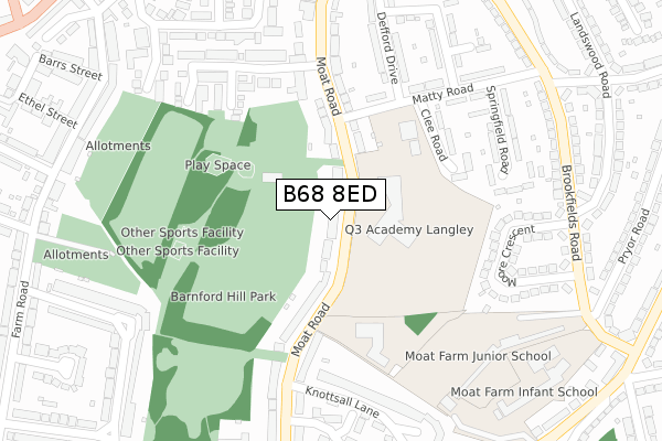 B68 8ED map - large scale - OS Open Zoomstack (Ordnance Survey)