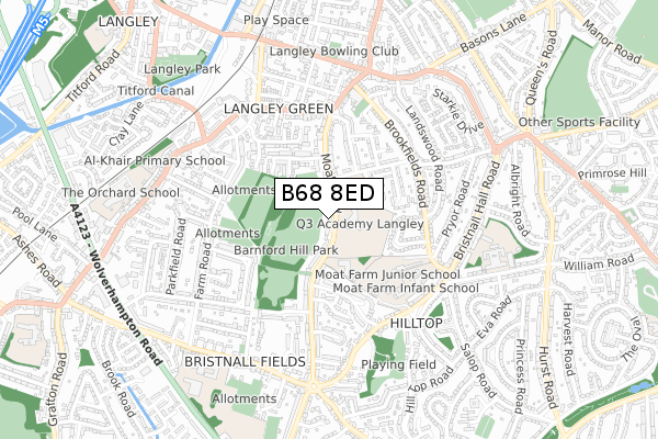 B68 8ED map - small scale - OS Open Zoomstack (Ordnance Survey)