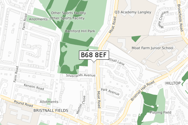B68 8EF map - large scale - OS Open Zoomstack (Ordnance Survey)