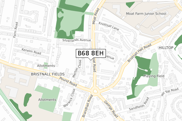 B68 8EH map - large scale - OS Open Zoomstack (Ordnance Survey)