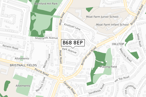 B68 8EP map - large scale - OS Open Zoomstack (Ordnance Survey)