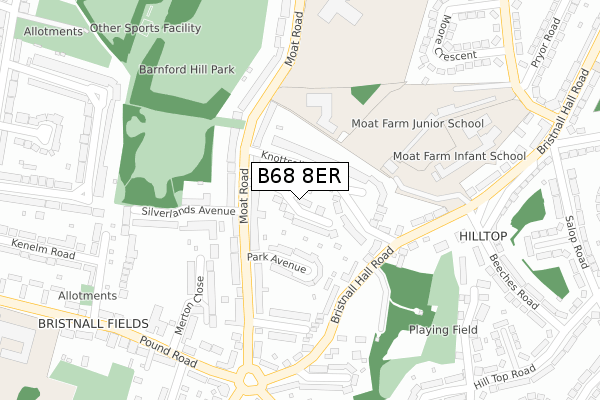 B68 8ER map - large scale - OS Open Zoomstack (Ordnance Survey)