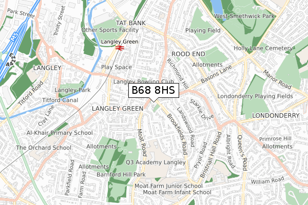 B68 8HS map - small scale - OS Open Zoomstack (Ordnance Survey)