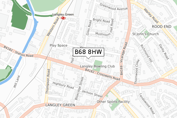 B68 8HW map - large scale - OS Open Zoomstack (Ordnance Survey)