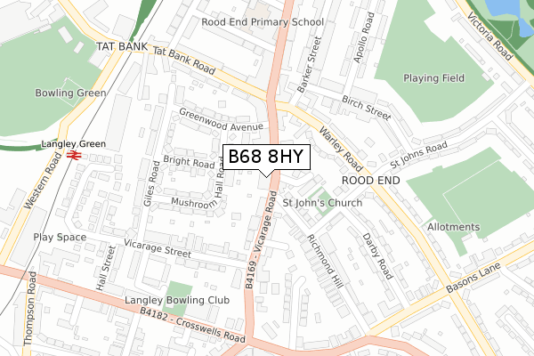 B68 8HY map - large scale - OS Open Zoomstack (Ordnance Survey)