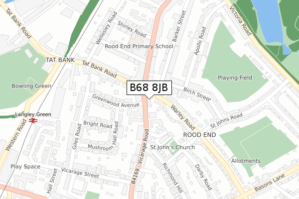 B68 8JB map - large scale - OS Open Zoomstack (Ordnance Survey)