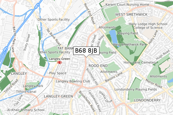 B68 8JB map - small scale - OS Open Zoomstack (Ordnance Survey)