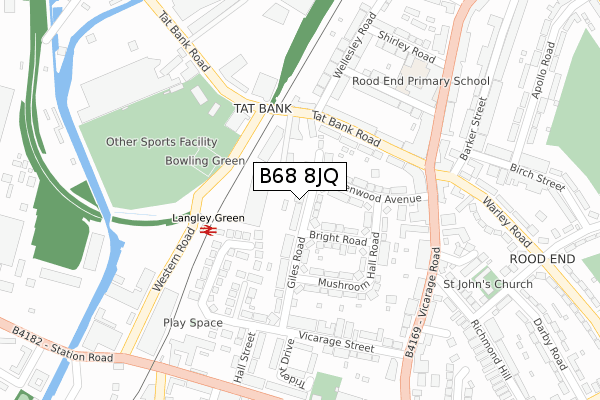 B68 8JQ map - large scale - OS Open Zoomstack (Ordnance Survey)