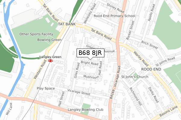 B68 8JR map - large scale - OS Open Zoomstack (Ordnance Survey)
