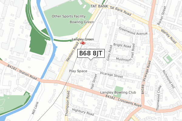 B68 8JT map - large scale - OS Open Zoomstack (Ordnance Survey)