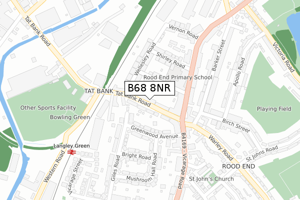 B68 8NR map - large scale - OS Open Zoomstack (Ordnance Survey)