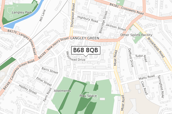 B68 8QB map - large scale - OS Open Zoomstack (Ordnance Survey)
