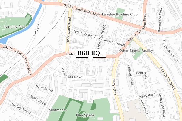 B68 8QL map - large scale - OS Open Zoomstack (Ordnance Survey)