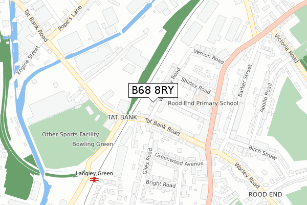 B68 8RY map - large scale - OS Open Zoomstack (Ordnance Survey)