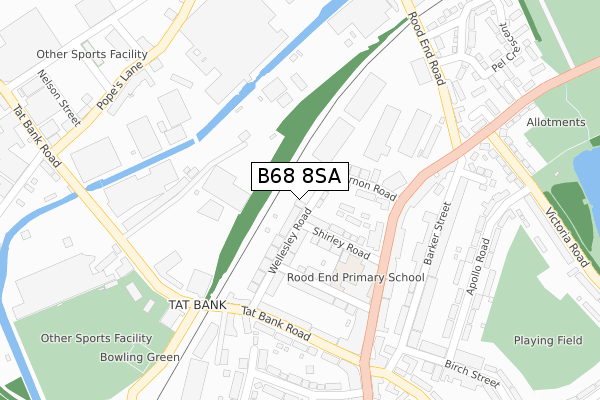 B68 8SA map - large scale - OS Open Zoomstack (Ordnance Survey)