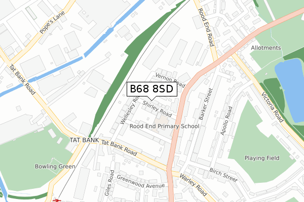 B68 8SD map - large scale - OS Open Zoomstack (Ordnance Survey)