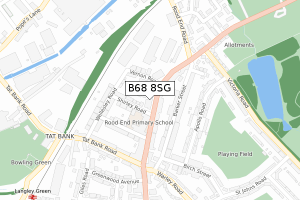 B68 8SG map - large scale - OS Open Zoomstack (Ordnance Survey)